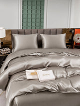 [Gris] SilkSilky-FR Parure de Lit Soie 003