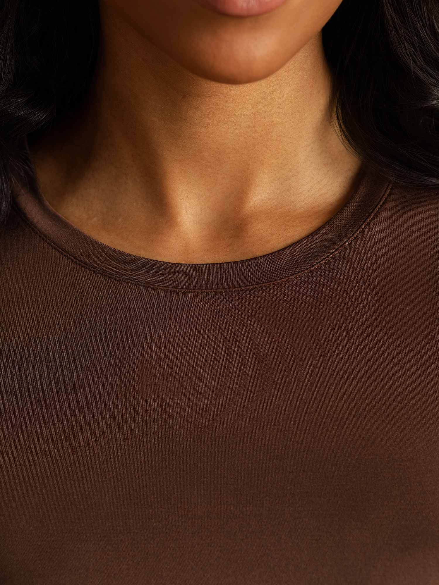 [Café] SilkSilky-FR Soie Womens T-Shirt 004,