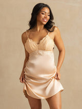 [Rose Clair] SilkSilky-FR Spaghetti Strap V Neck Chemises de nuit 003