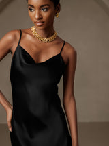 [Noir] SilkSilky-FR Fines Brides Col Bénitier Robes 007