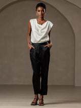[Noir] SilkSilky-FR 19Momme Soie Womens Pants 006