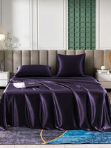 [Violet Foncé] SilkSilky-FR Parure de Lit Soie 001