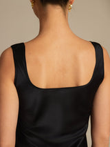 [Noir] SilkSilky-FR Sleeveless Top À Fines Brides 007