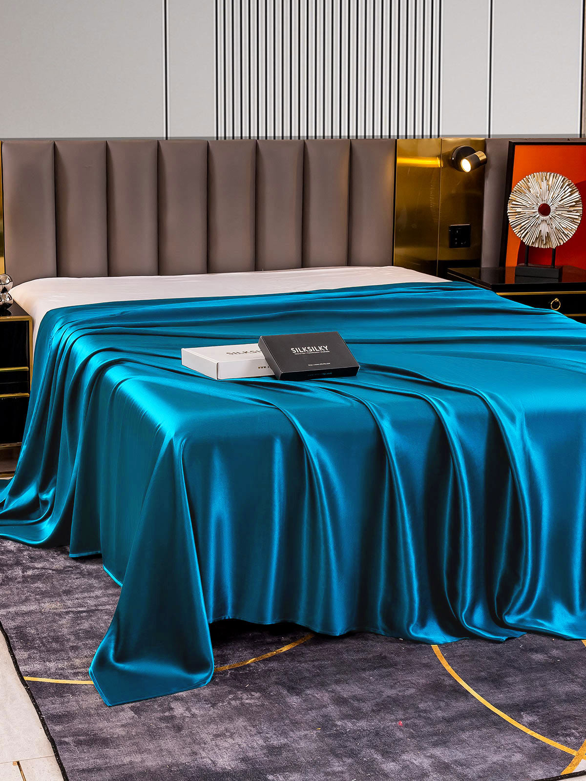 [Bleu Royal] SilkSilky-FR 22Momme Pure Soie Sheet 003
