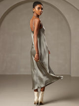 [Vert Grisâtre] SilkSilky-FR Sleeveless V Neck Chemises de nuit 002