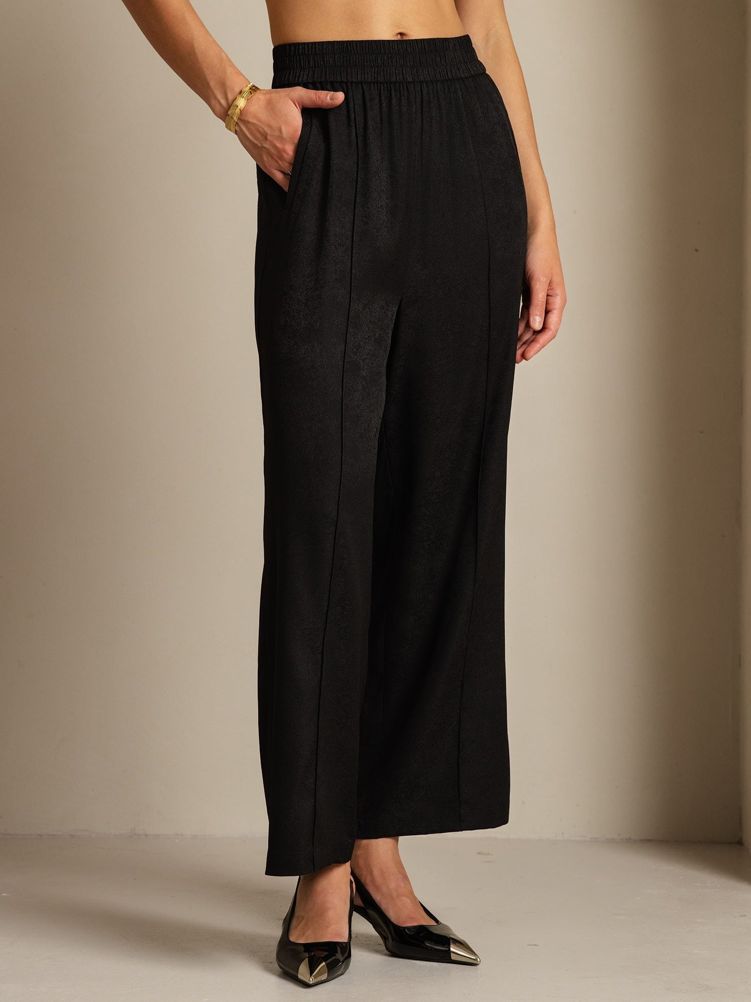 [Noir] SilkSilky-FR 22Momme Soie Womens Pants 003