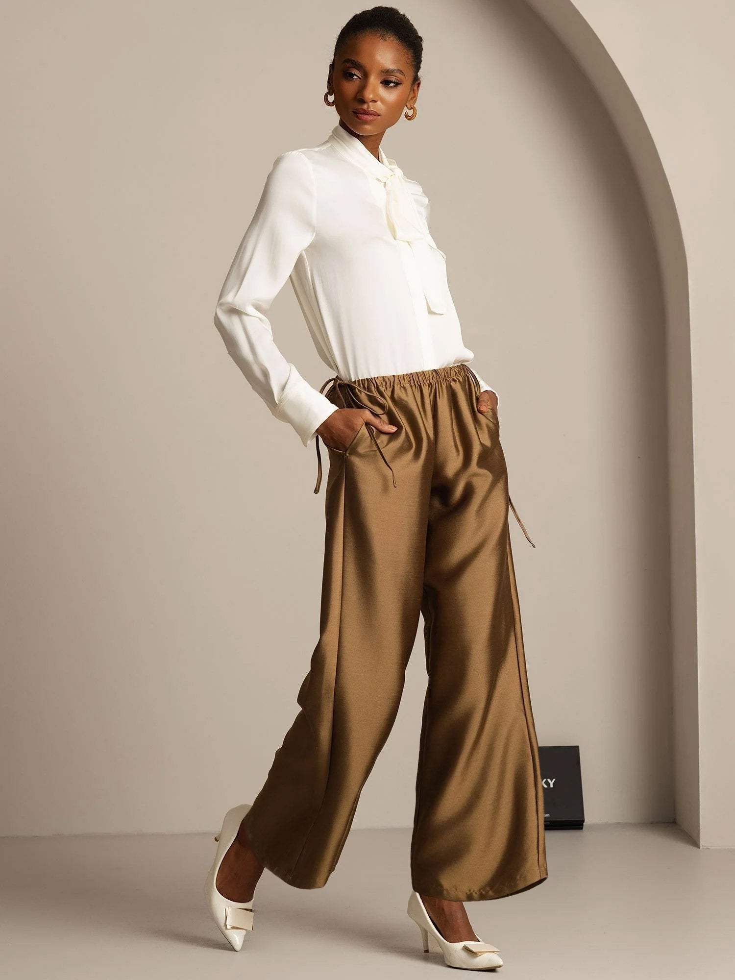 [Bronze] SilkSilky-FR 32Momme Soie Womens Pants 005,