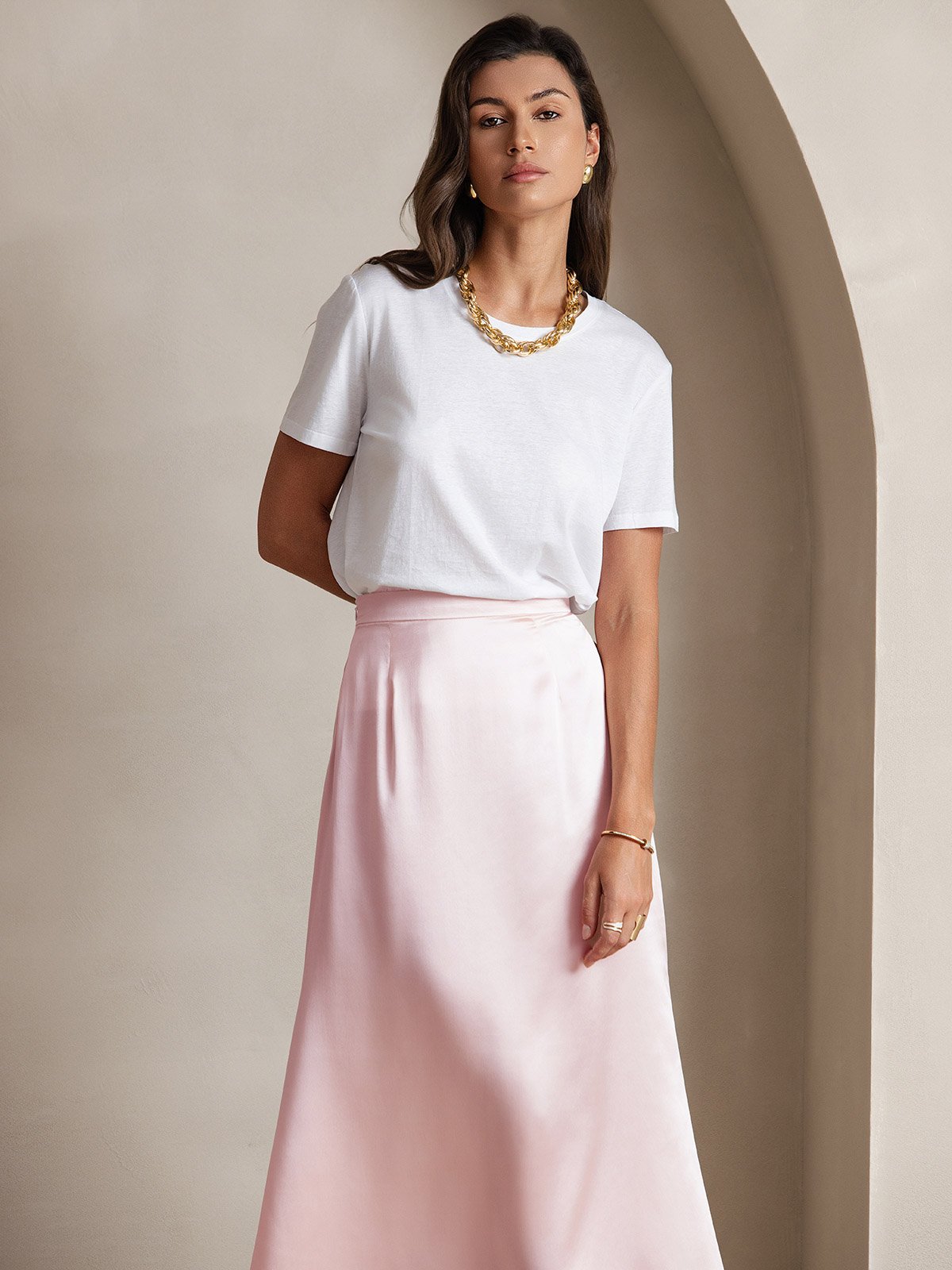 [Rose] SilkSilky-FR 19Momme Soie Skirt 004
