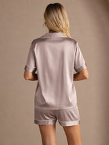 [Gris Ombre] SilkSilky-FR Short Sleeve Lapel Collar Femme Pyjamas 002