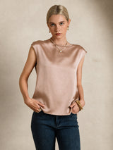[Toscane] SilkSilky-FR Cap Sleeve Round Neck Femme T-Shirt 006