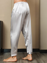 [Gris] SilkSilky-FR Pure Soie Mens Sleep Bottoms 006,