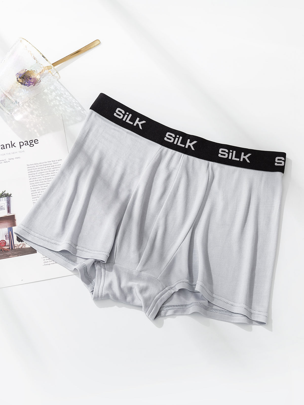 [Gris] SilkSilky-FR Pure Soie Mens Underwear 003