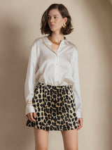 [Blanc] SilkSilky-FR Long Sleeve Lapel Collar Femme Chemise 005