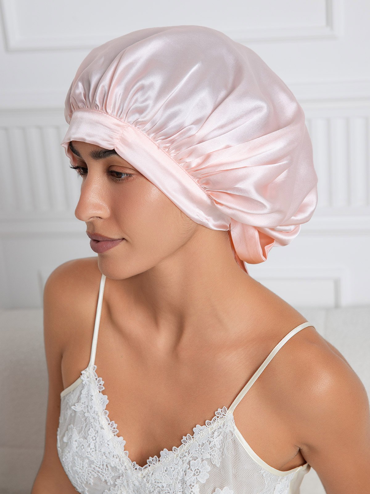 SilkSilky-FR Pure Soie Sleep Cap RoseClair 002