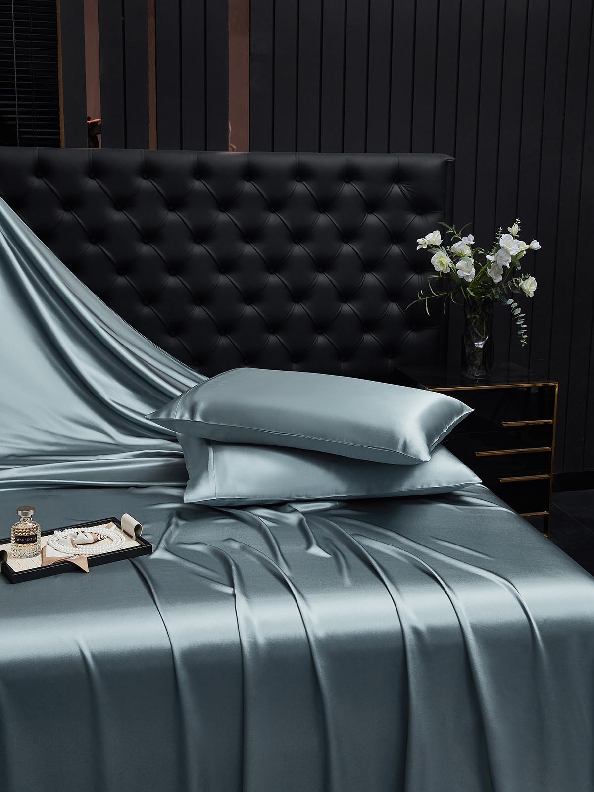 [Bleu Grisâtre] SilkSilky-FR 22Momme Pure Soie Pillowcase 001