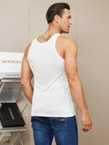 SilkSilky FR Soie Tricotée Sans manches Col Rond Homme T Shirt Blanc 002