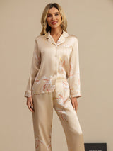 [Champagne] SilkSilky-FR Long Sleeve Lapel Collar Femme Pyjamas 003