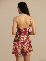 [Dragon Bordeaux] SilkSilky-FR Spaghetti Strap V Neck Ensemble Camisole 002