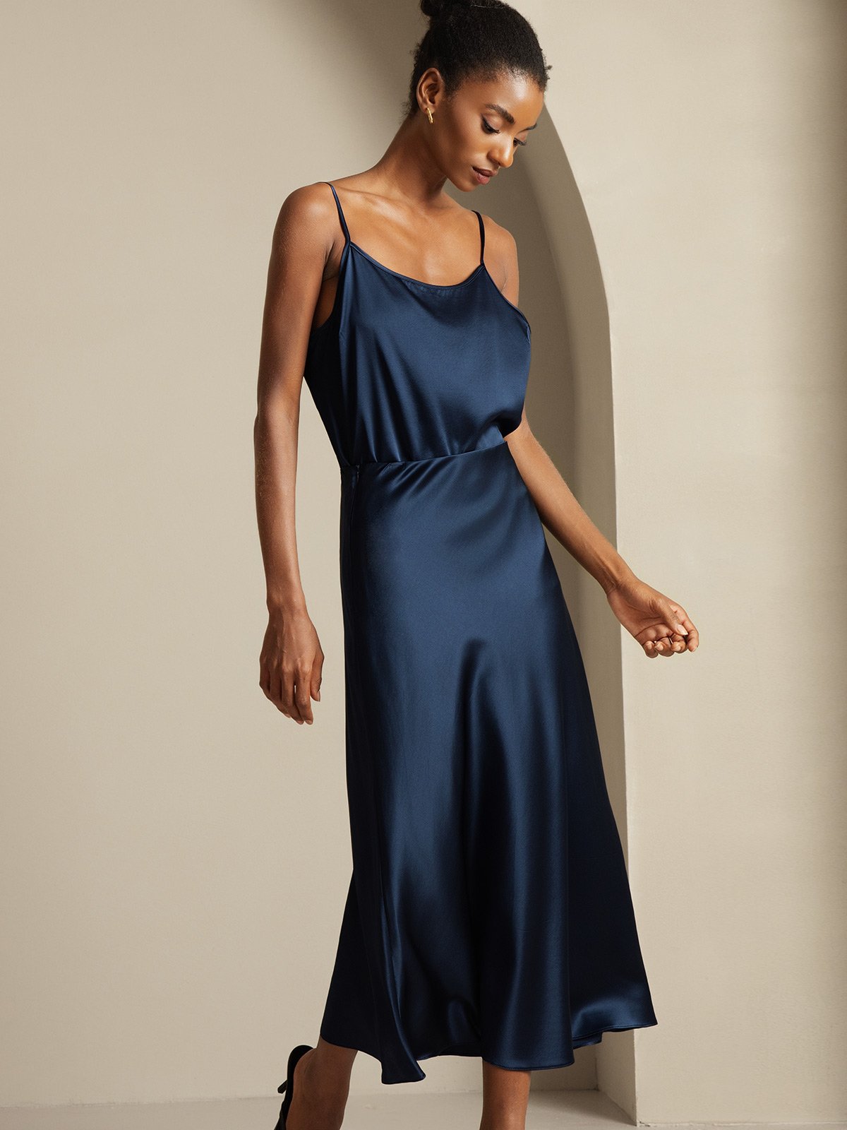 [Bleu Foncé] SilkSilky-FR 19Momme Soie Womens Outfit Sets 006,