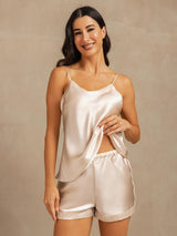 [Beige] SilkSilky-FR Sleeveless V Neck Ensemble Camisole 004