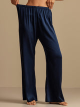[Bleu Foncé] SilkSilky-FR 19Momme Women's Sleep Pants 005