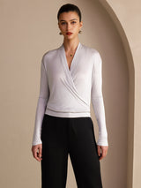 [Gris] SilkSilky-FR Long Sleeve Blouse 001