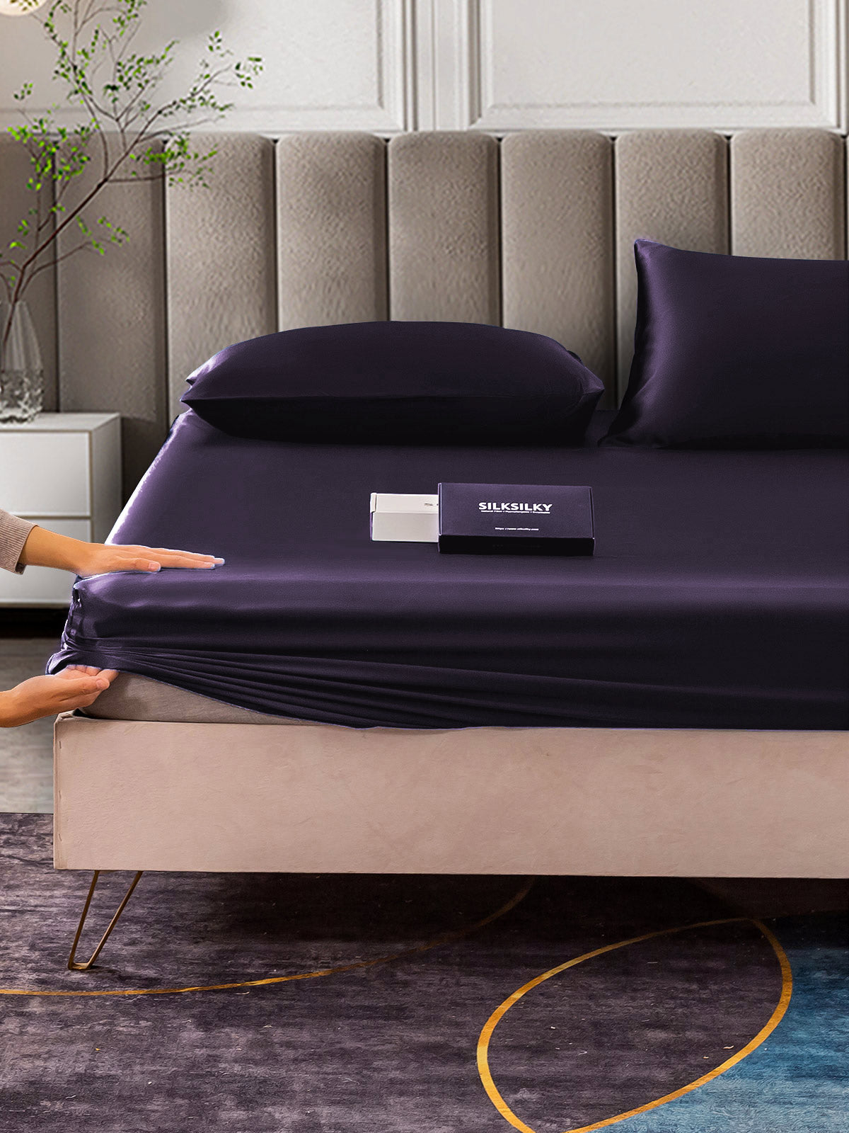 [Violet Foncé] SilkSilky-FR 22Momme Pure Soie Bedding Set 006,