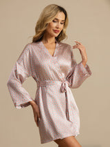 [Rose Cœur Geo] SilkSilky-FR Manches longues Femme Peignoir 003
