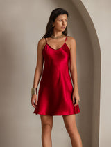 [Rouge Vineux] SilkSilky-FR Sleeveless V Neck Robes 001