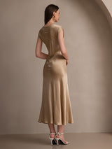 [Champagne] SilkSilky-FR Cap Sleeve Robes 002
