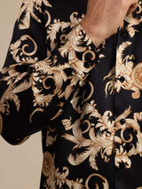 [Dragon Noir] SilkSilky-FR Long Sleeve Lapel Collar Homme Chemise 007