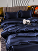 [Bleu Foncé] SilkSilky-FR 22Momme Parure de Lit Soie 004