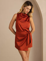 [Caramel] SilkSilky-FR Sleeveless Cowl Neck Robes 004