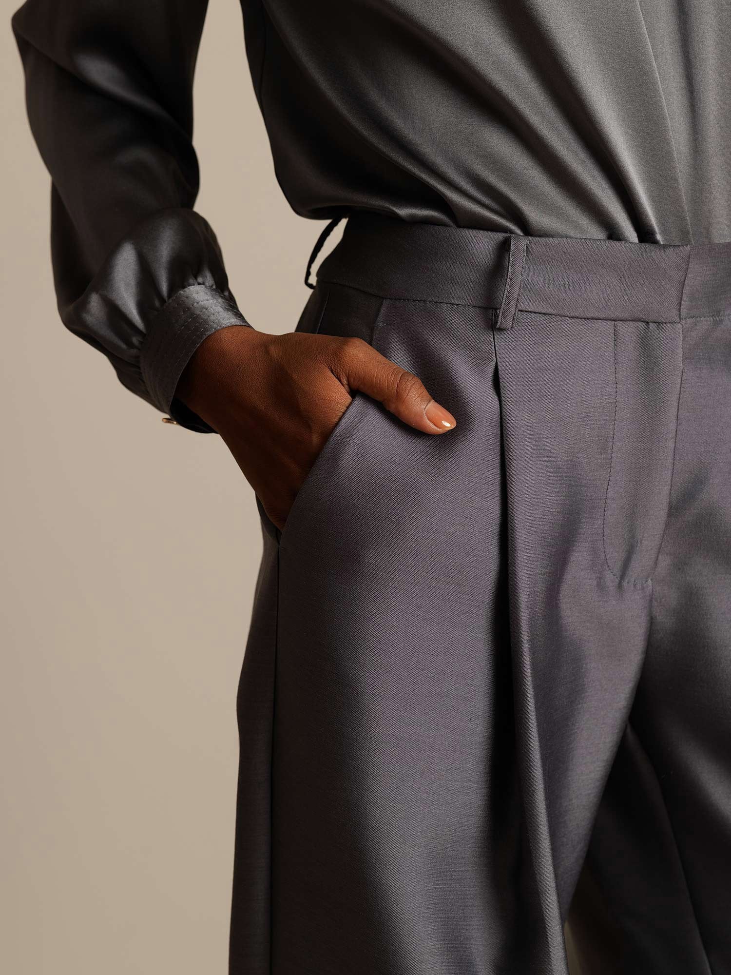 [Gris] SilkSilky-FR 32Momme Soie Womens Pants 004,