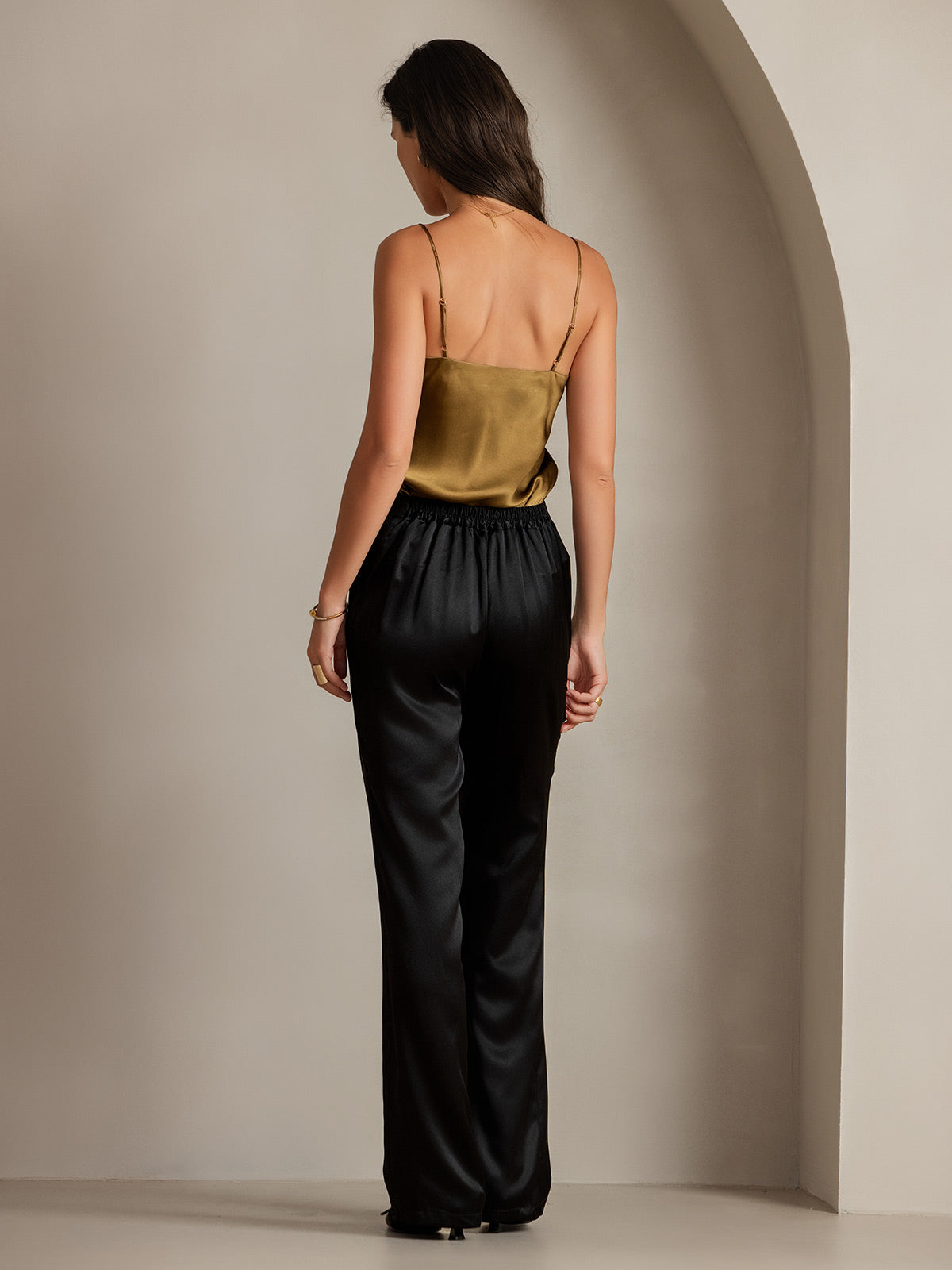 [Noir] SilkSilky-FR 19Momme Soie Womens Pants 002