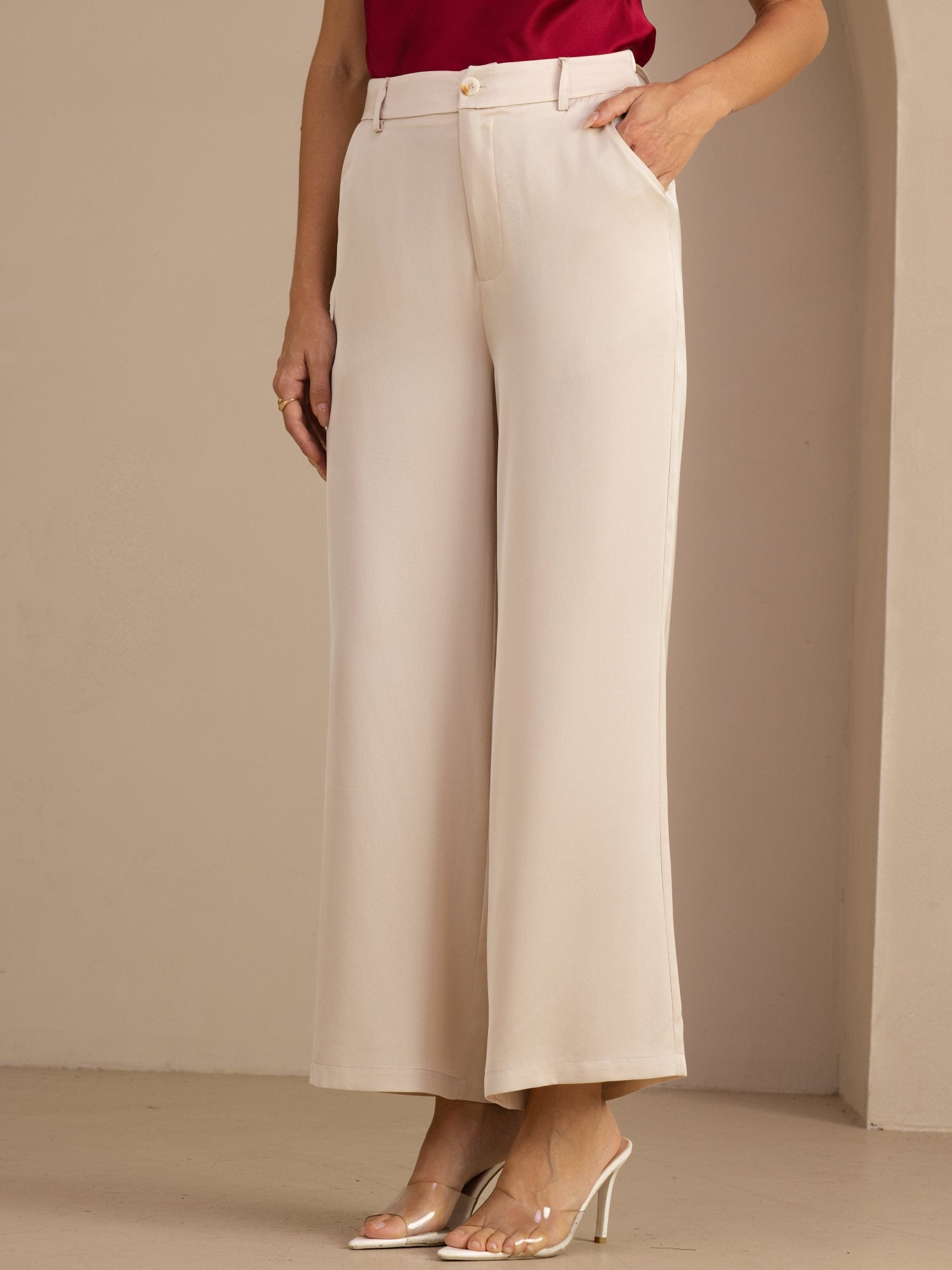 [Beige] SilkSilky-FR Womens Pants 001