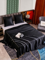 [Noir] SilkSilky-FR Parure de Lit Soie 002