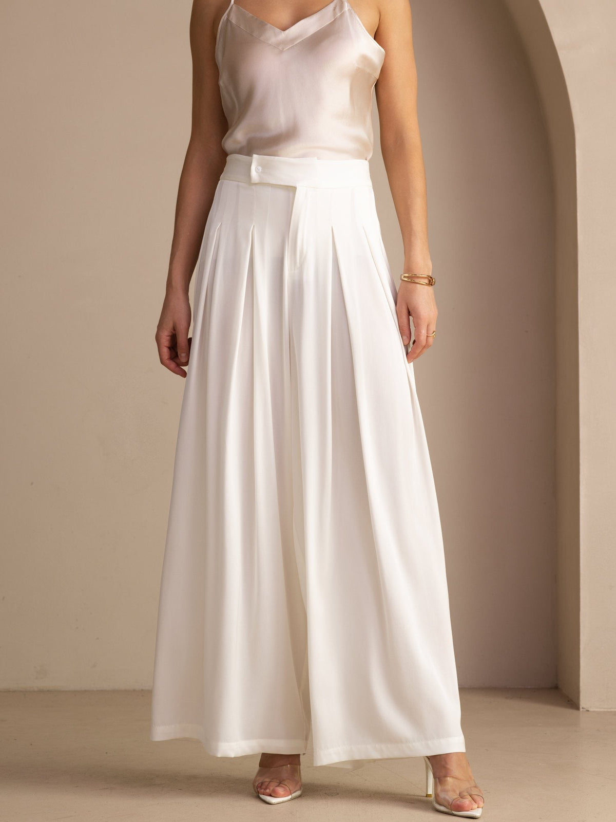 [Blanc] SilkSilky-FR Femme Pantalons 001