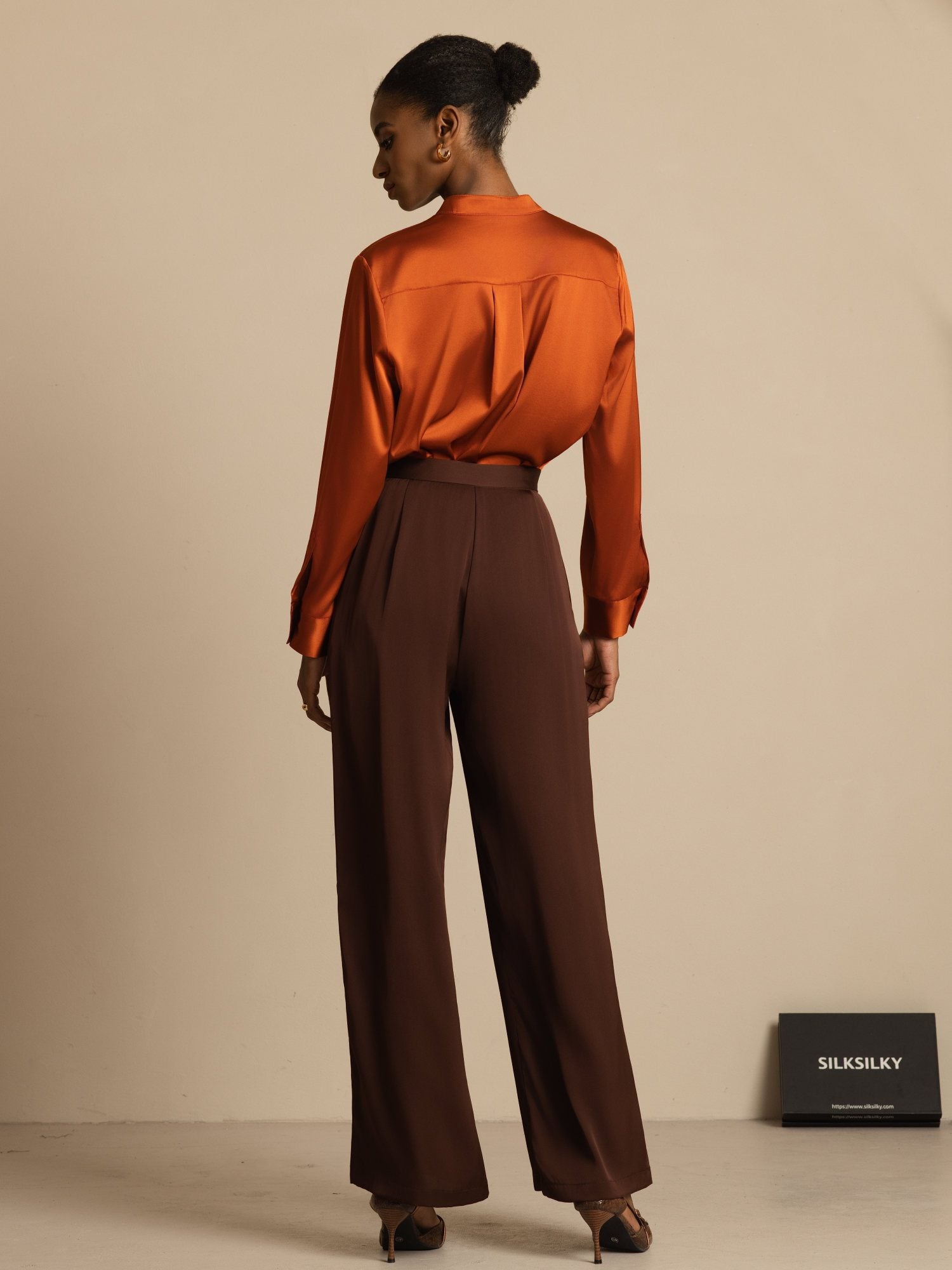 [Chocolat Noir] SilkSilky-FR 19Momme Soie Womens Pants 002