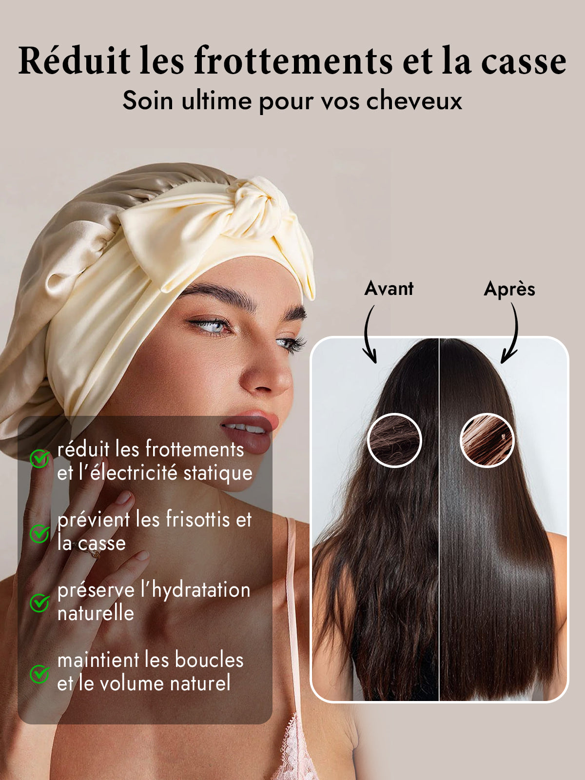 [Beige] SilkSilky-FR Soie Sleep Cap 003