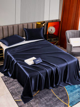[Bleu Foncé] SilkSilky-FR 22Momme Parure de Lit Soie 002