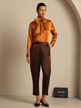 [Chocolat Noir] SilkSilky-FR 19Momme Soie Womens Pants 006