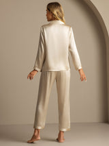 [Champagne] SilkSilky-FR Long Sleeve Lapel Collar Femme Pyjamas 002