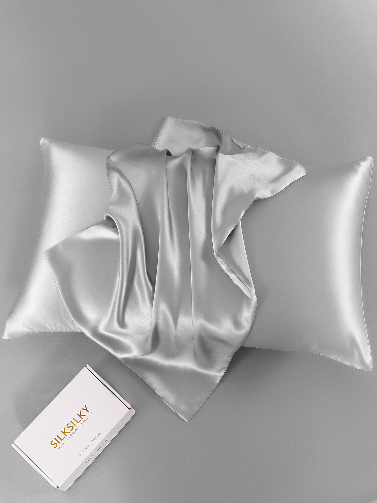 SilkSilky-FR 19Momme Pure Soie Pillowcase Argent 007