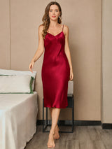 [Rouge Vineux] SilkSilky-FR Sleeveless V Neck Robes 005