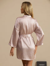[Rose Cœur Geo] SilkSilky-FR Manches longues Femme Peignoir 002