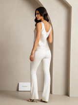 [Gris Clair] SilkSilky-FR Sleeveless V Neck Top À Fines Brides 003