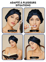 [Bleu Foncé] SilkSilky-FR Bonnets de Nuit 006