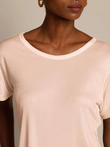 [Rose Clair] SilkSilky-FR Manches courtes Col Rond Femme T-Shirt 004