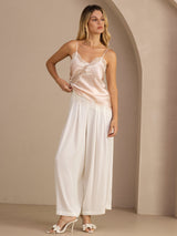 [Rose] SilkSilky-FR Spaghetti Strap V Neck Top À Fines Brides 005